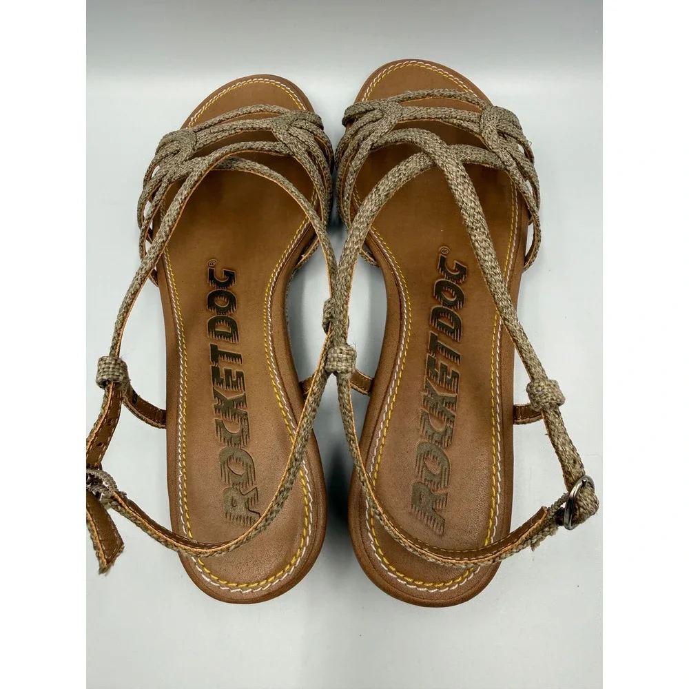 Rocket Dog Lani Wedge Sandals Womens 8 Natural‎ Hammock Weave Strappy Braided